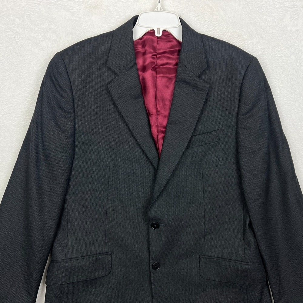 Charles Tyrwhitt Gray Suit Jacket Mens 42R Blazer Wool Sport Coat Red Lining - Picture 2 of 12